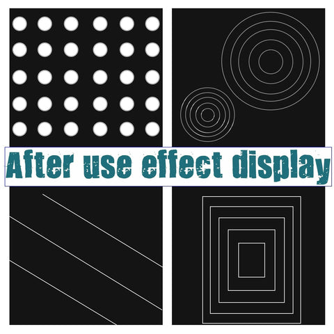 Laser testing paper set, black, 10 pcs, double-sided, with dot grid, concentric rings, diagonal lines, nested squares.