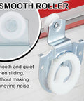 8 Pack Sliding Closet Door Rollers Kit For Wardrobe Cabinets With Hangers And Knob Adjustable Hooks, close-up view of roller