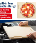 Person handling Pizza Stone For Oven And Grill 15 X 12 Inch Cordierite Baking Stone With Four Built In Handles on grill
