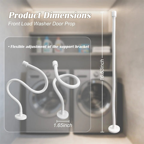 Magnetic Front Load Washer Door Prop And Dryer Vent Holder With Grippy Silicone Base To Keep Your Machines Cracking Open And Smelling Totally Fresh White, showing flexible support dimensions.