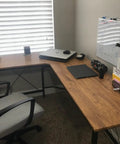 Home office desk covered with Wood Contact Paper Self Adhesive Wallpaper With Realistic Dope Wood Grain Look For DIY Friendly Home Renovation