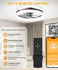 Low Profile Flush Mount Ceiling Fan With Light Remote And App Control Six Speed Reversible And Silent Motor Dimmable LED Lighting