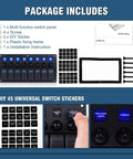 Package contents of Eight Gang Waterproof Marine Boat Switch Panel With Eight Circuit Breakers 12V 24V On Off Blue LED Rocker