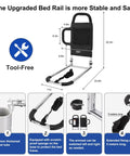 Upgraded Bed Assist Rail For Seniors And Post Surgery Recovery, adjustable with non-slip grip and storage pocket