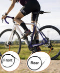 Cyclist on road bike with front and rear All In One Universal Bicycle Brake Cables And Housing Kit for mountain and road bikes.