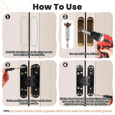 Invisible Hidden Door Hinge Set 6 Inch Concealed Hinges For Seamless Doors Bookshelves And Feature Walls 180 Degree Swing
