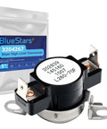 Ultra Durable 3204267 Dryer Safety Thermostat Replacement For Frigidaire Kenmore Electrolux Dryers Replaces 508516 AP213147 73204267 High Limit Thermostat Keeps Your Dryer From Overheating And Extends Lifespan in packaging with close-up of thermostat unit.
