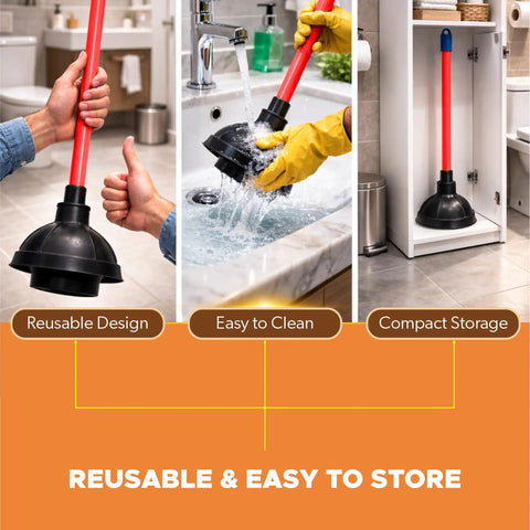 Heavy Duty Toilet Plunger For Bathrooms And Kitchens With Industrial Strength Suction Cup Flange Plunger Red Handle