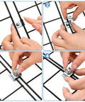 Step-by-step installation of 100 Pack Splice Washer Kit For Mesh Wire Cable Trays Galvanized Grid Wall Clips Steel Reinforced Joint Clamps.