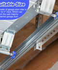 24 Pack Nylon Garage Door Rollers 1.8 Inch Replacement Wheels For 2 Inch Track Blue With 4.7 Inch Stem installed on a metal track