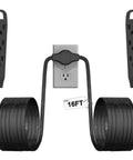 Three Prong 16 Foot Twin Extension Cord With Six Outlets Slim Design For Space Saving Cable Management Behind Sofas TVs Beds And Desks Black