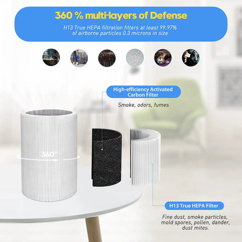 Replacement Filters For 411 Series Air Purifiers 2 Pack With Two Particle Filters And Two Activated Carbon Filters, H13 Filtration
