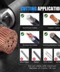 Beefy 2 Inch Electric Hydraulic Cable Cutter For Industrial Electricians Heavy Duty Cutter That Handles 1000 MCM Copper And 1250 MCM Aluminum Not For ACSR Steel Wire Rope Or Live Wires. Cutting application for 2 inch copper cable