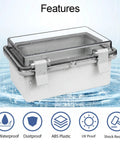 ABS Plastic IP65 Dustproof Waterproof Junction Box With Hinged Shell And Clear PC Cover Gray 5.9 X 3.9 X 2.8 Inches