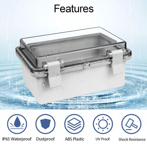 ABS Plastic IP65 Dustproof Waterproof Junction Box With Hinged Shell And Clear PC Cover Gray 5.9 X 3.9 X 2.8 Inches