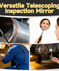 Telescoping Inspection Mirror Set With 360 Degree Swivel Extendable To 30.5 Inches; close-up of mechanics using the tool