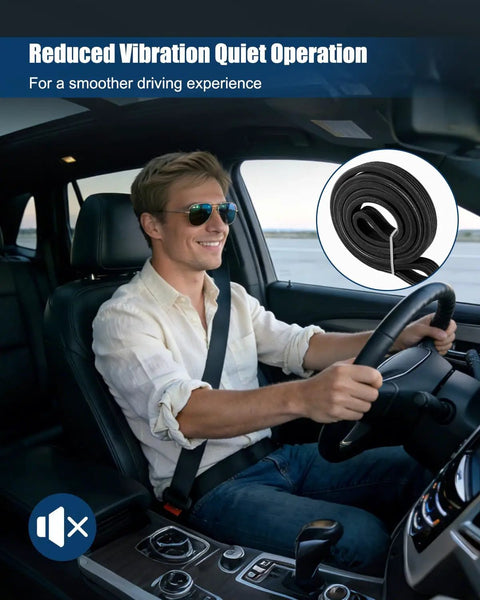 Driving in a vehicle showcasing reduced vibration and quiet operation for smoother performance with Dope 61 Inch Dual-Sided Engine Drive Belt.