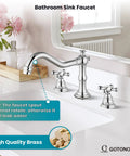 Dope Vintage Chrome 8 Inch Widespread Bathroom Faucet With Two Cross Handles, 3 Hole Lavatory Mixer, Durable 304 Stainless Steel