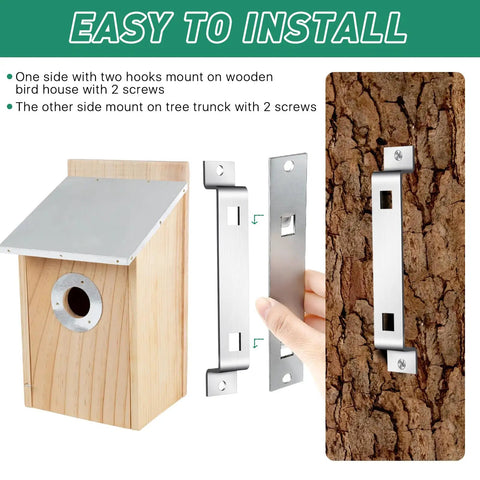 6 Set Heavy Duty Bird House Hanger Brackets Galvanized Steel Weatherproof Mounting Kit With Screws For Easy, No Fuss Hanging And Secure, Stable Placement Of Bird Houses, Nesting Boxes, And Feeders