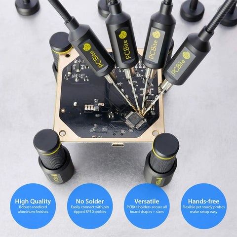 Pro Grade Four SP10 Probes Soldering Helper Kit with Test Wires for Circuit Board Repair and Debugging on PCBite holder