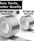 Heavy Duty High Temperature Aluminum Foil Tape 30 Ft By 1.5 In 0.15 mm Thick Silver Heat Resistant Ductwork Sealant Waterproof For Hot Piping And HVAC DIY Projects 30 feet roll next to shorter roll comparison
