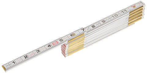 5/8 Inch By 6 Foot Red End Engineer's Scale Wood Rule with Brass Plated Joints and Caps, Red Foot Figures, Graduations in Feet Tenths and Hundredths