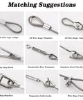One Eighth Inch Wire Rope Kit 100 Feet With 7x7 Core Vinyl Coated Stainless Steel Cable And Turnbuckles shown with components.