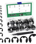 211 Piece E Clip Assortment Kit With 14 Sizes External Retaining Rings Alloy Steel Snap Ring Set Includes Tweezers And Handy Storage M1.5 To M22 For Automotive And Machinery Projects
