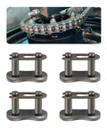 Heavy Duty 420 Chain Master Link With Quiet Roller Design For Smooth Motorcycle And Dirt Bike Drivetrains, alloy steel connectors.