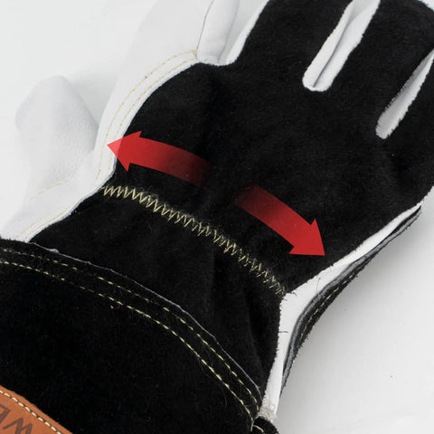 Close-up of Goatskin TIG Welding Gloves With High Dexterity Premium Top Grain Leather Heat Resistant And Durable Kevlar Reinforced Stitching
