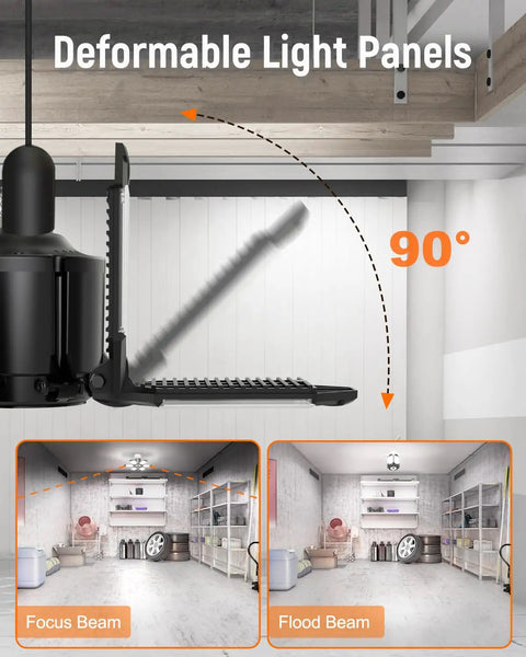 Ultra Bright Four Pack 40000 Lumen LED Garage Light With 6 Plus 1 Deformable Panels Screws Into E26 E27 Bases Daylight 6500K