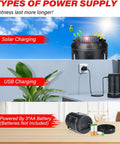 4 Pack Solar Camping Lanterns Rechargeable LED With USB Solar And AA Battery Power Bank Function showing triple charging methods