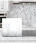 Vinyl Countertop Update Wrap 36 By 120 Inch Waterproof White Marble Peel And Stick Countertop Cover on kitchen surface