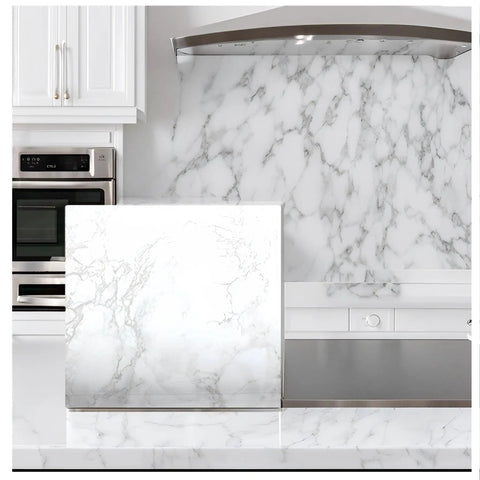 Vinyl Countertop Update Wrap 36 By 120 Inch Waterproof White Marble Peel And Stick Countertop Cover on kitchen surface