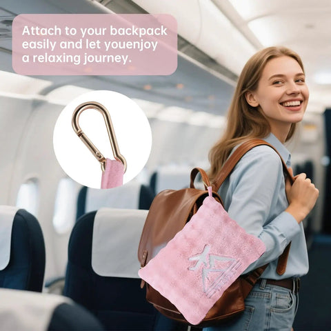 backpack with travel blanket Two In One Travel Blanket And Pillow Ultra Soft And Compact For Airplane  Travel With Luggage Strap And Clip Pink 61 By 43 Inches Packable Cozy  Fabric
