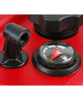 Close-up of gauge and vent on 6 Gallon Portable Marine Fuel Tank With Gauge EPA Certified CARB Approved Built Rugged For Harsh Conditions