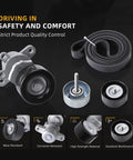 Heavy Duty Serpentine Belt Tensioner Idler Pulley Kit Replaces 90K-39155 For Nissan Altima Maxima Murano 3.5L V6 Engines set