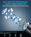 Exploded view of Dual Lens 1080P HD Industrial Endoscope Borescope With Light IP67 Waterproof Snake Camera, showcasing lens components.