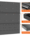 Heavy Duty Metal Pegboard Panels Pack Of 3 For Wall Mount Garage Tool Storage Black Finish Modular Pegboard Organizer