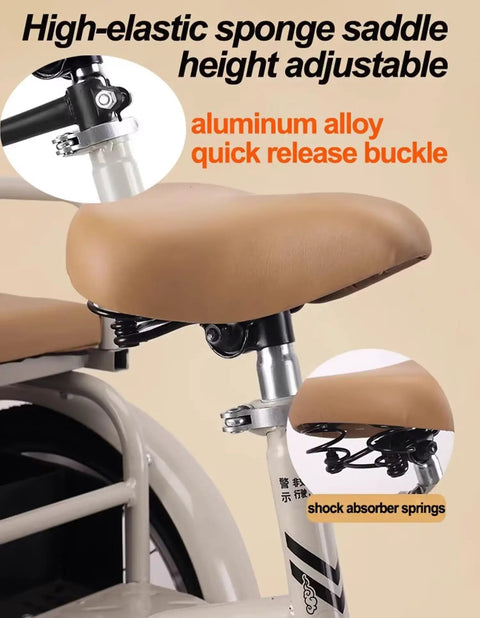 Three Wheel Pedal Tricycle With Back Seat For Kids saddle with aluminum alloy quick release buckle and shock absorber springs.