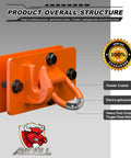 Two Pack Tractor Bucket Hooks With Tie Down Ring, Grade 70 Forged Steel Bolt On Grab Hook Tow Hook Mount With Backer Plate, Orange