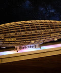 1:453 Scale Hindenburg Zeppelin Wooden 3D Puzzle Model With Wooden Light Box And Acrylic Dust Shield, 540mm Long Display
