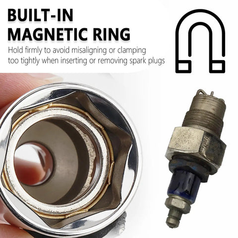 Close-up of 13/16 Inch Magnetic Spark Plug Socket With 3/8 Drive, showing built-in magnetic ring feature