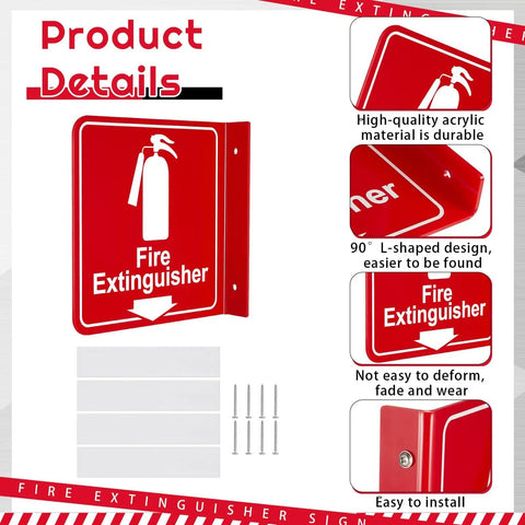 24 Pack Fire Extinguisher Signs 6.3 Inch By 6.3 Inch Durable Acrylic Warning Signs With Pre Drilled Holes for home and office safety