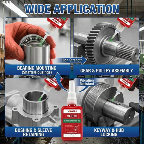 High Strength Retaining Compound For Cylindrical Fits, 1.69 Fl Oz, 4 Pack, Fast Cure Bearing Mount Adhesive used in workshop