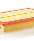 Engine Air Filter Replacement For Mercedes Benz C Class C300 C350e E300 E350 GLC300 GLC350e SLC300 showcasing flame-retardant filter media.