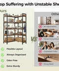 Five Tier Corner Bookshelf Sturdy Metal Frame 14 Inch Tall Shelves Plant Stand Storage Rack Vintage Brown showing flexible layout and organization.