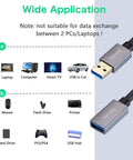 USB 3.0 Extension Cable 1 Foot Long Type A Male To Female Extender For Fast 5Gbps Data Transfer, shown with wide application devices