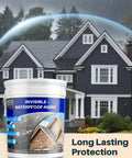 Image of Clear Waterproof Sealant 5 Gallon Transparent Coating For Indoor And Outdoor Use, Invisible Leakproof Waterproof Adhesive in front of a house.