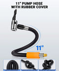 LUMITECO tire inflator hose adapter with 11-inch lock-on hose and 360-degree swivel air chuck, Schrader valve adapter